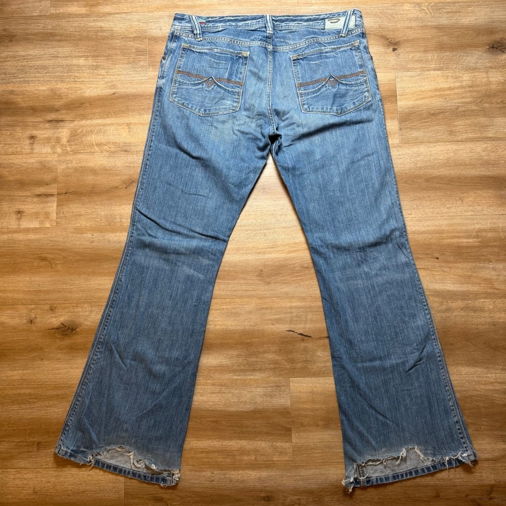 Diesel Zaf Jeans Men 34x32 Blue Bootcut Distressed Wash 008BC Made in Italy Y2K
